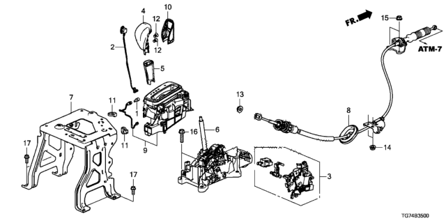 2020 Honda Pilot Escutcheon Set, Console (Mirror Black) Diagram for 54700-TG7-A81ZB