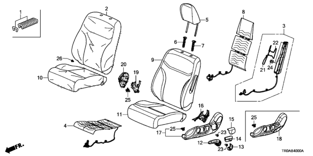 2013 Honda Civic Front Seat (Driver Side) Diagram