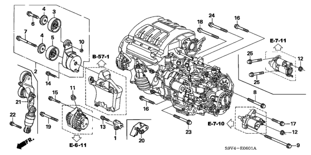 2007 Honda Pilot Alternator Bracket Diagram