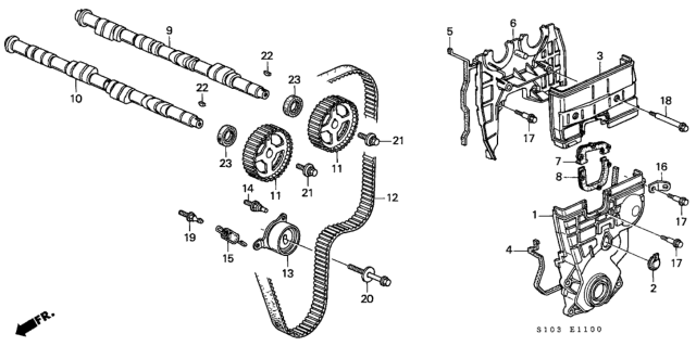 1998 Honda CR-V Cover, Timing Belt Middle Diagram for 11820-PR4-A01