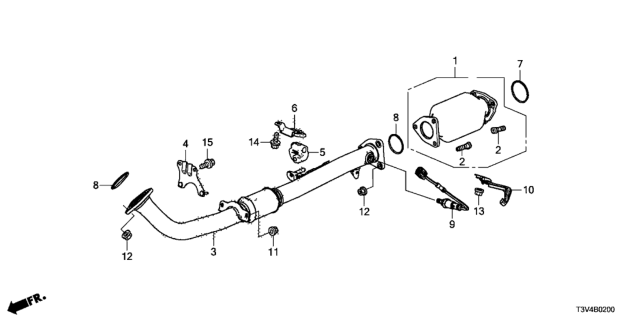 2014 Honda Accord Pipe A, Exhaust Diagram for 18210-T3V-A02