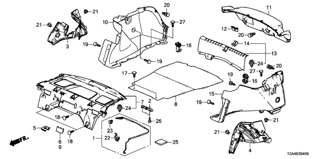 2013 Honda Accord Clip Trim*NH836L* Diagram for 90667-S0D-003D4