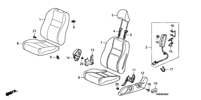 2011 Honda Insight Front Seat (Driver Side) Diagram