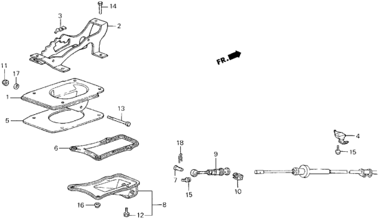 1987 Honda Civic 4 Door GL KA 4AT Select Lever Bracket Diagram