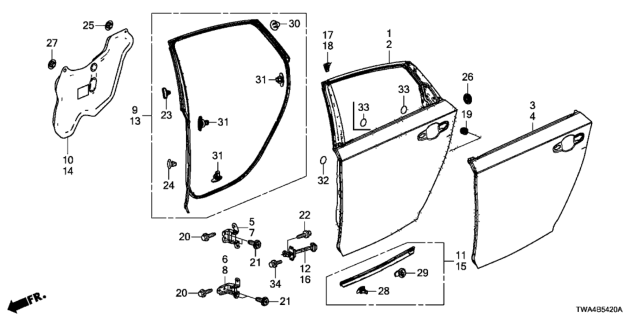 2020 Honda Accord Hybrid Rear Door Panels Diagram
