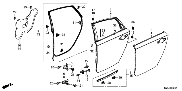 2018 Honda Accord Hybrid Rear Door Panels Diagram