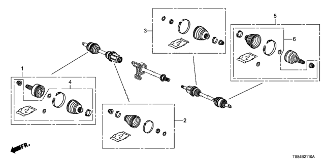 2013 Honda Civic Boot Set, Inboard Diagram for 44017-TR0-A11