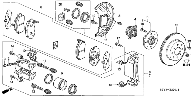 2003 Honda Insight Front Brake (CVT) Diagram