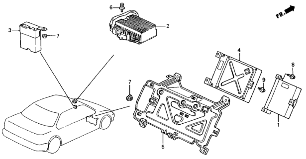 1993 Honda Accord Control Module, Engine Diagram for 37820-PT3-L05