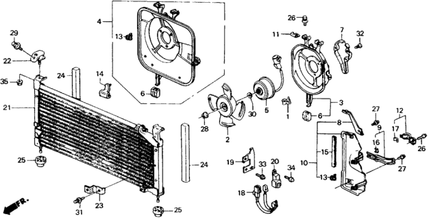 1990 Honda Civic Motor, Cooling Fan Diagram for 38616-PM5-A04