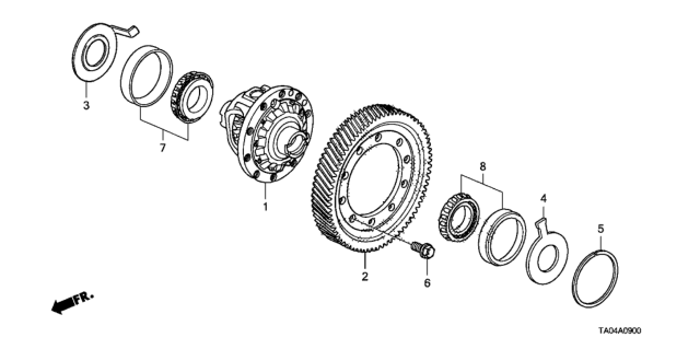 2008 Honda Accord Gear, Final Driven Diagram for 41233-R90-000