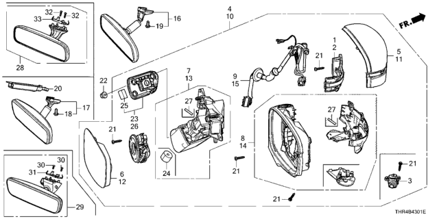 2020 Honda Odyssey Mirror Set, Passenger Side (R1016) (Heated) Diagram for 76203-THR-A11