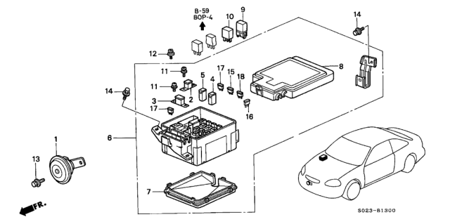 1996 Honda Civic Control Unit (Engine Room) Diagram