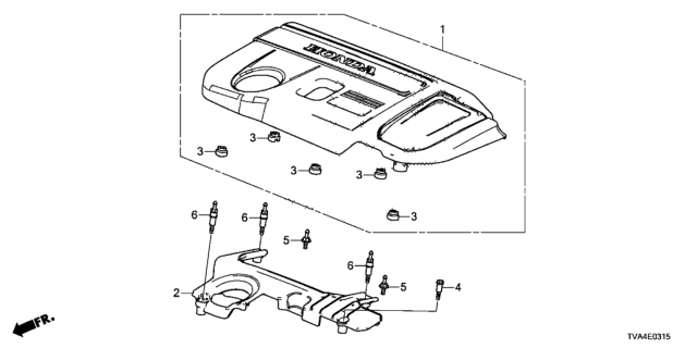 2019 Honda Accord Engine Cover (2.0L) Diagram