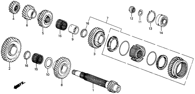 1988 Honda Civic Shim D (44X58X2.04) Diagram for 23924-PH8-000