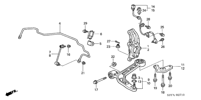 2005 Honda Insight 3 Door DX (A/C) KA 5MT Front Lower Arm Diagram