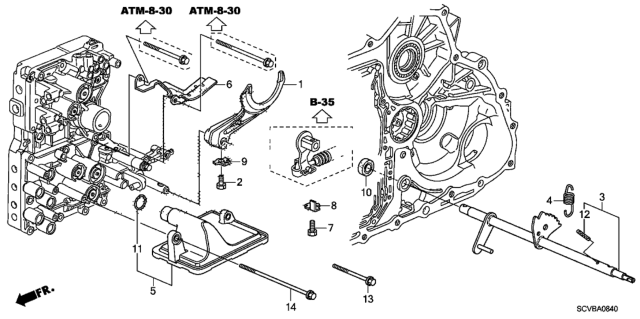 2011 Honda Element AT Shift Fork Diagram