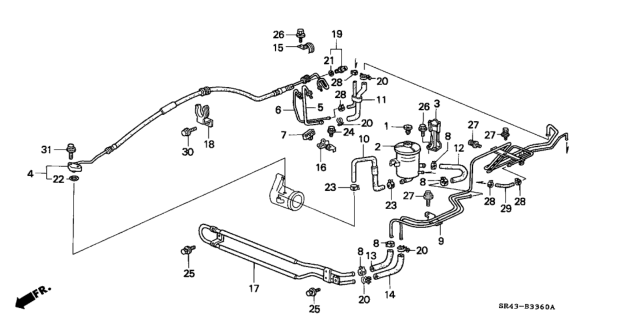 1994 Honda Civic Hose, Oil Cooler Return Diagram for 53734-SR3-A50