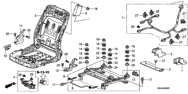 2009 Honda Civic Front Seat Components (Passenger Side) Diagram