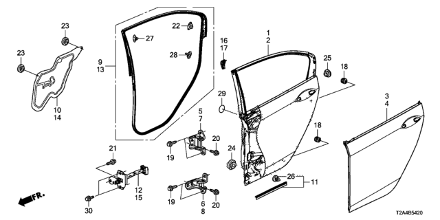 2014 Honda Accord Panel, L. RR. Door (DOT) Diagram for 67550-T2F-A90ZZ