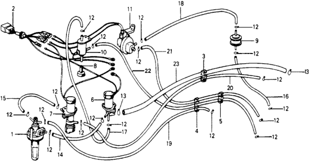 1976 Honda Accord Switch Assy., Vacuum Diagram for 36181-657-771