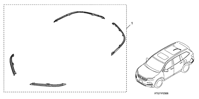 2020 Honda Pilot Front & Rear Bumper Trim (Accent)- Black Diagram