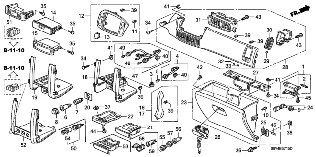 2003 Honda Pilot Lock Assy., Glove Box *YR203L* (SADDLE) Diagram for 77540-S9V-A01ZC