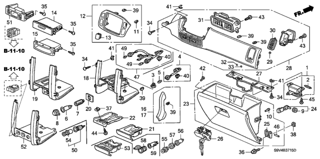 2005 Honda Pilot Instrument Panel Garnish (Passenger Side) Diagram