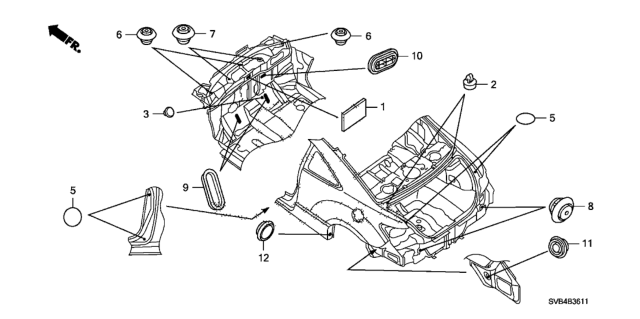 2010 Honda Civic 2 Door EX-L (NAVIGATION) KA 5MT Grommet (Rear) Diagram