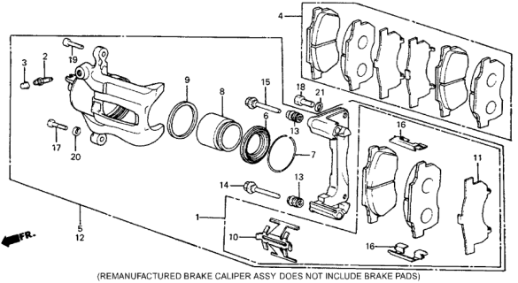 1984 Honda Civic Caliper Assembly, Passenger Side (15Cl-13Vn) (Nissin) Diagram for 45210-SB2-673