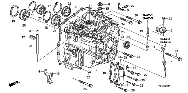2009 Honda Fit AT Transmission Case Diagram
