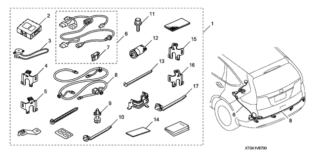 2014 Honda CR-V Corner & Back-Up Sensor Attachment Diagram