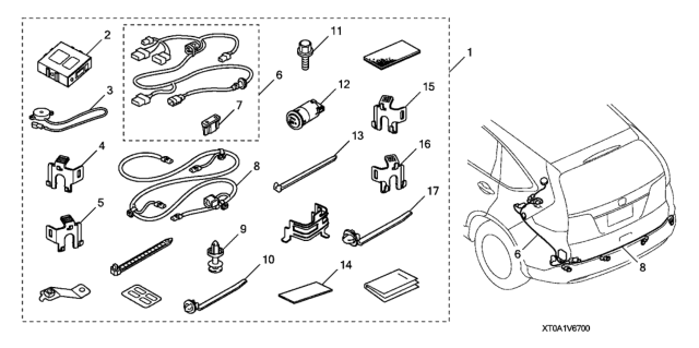 2013 Honda CR-V Control Unit, Back-Up Sensor Diagram for 08V67-T0A-1M001