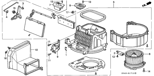 1997 Honda Accord Resistor, Blower Diagram for 79330-S47-003