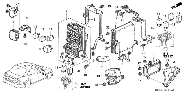 2003 Honda Civic Control Unit, AT Diagram for 28100-PZA-307