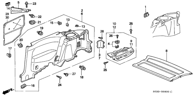 1998 Honda Civic 3 Door CX KA 4AT Side Lining Diagram