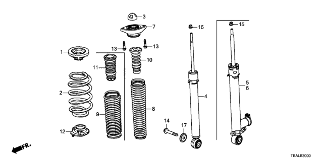 2020 Honda Civic Rubber, Rear Bump Stop Diagram for 52722-TBF-A01