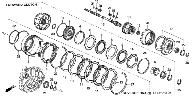 2001 Honda Insight Shaft, Input Diagram for 23210-PHT-000