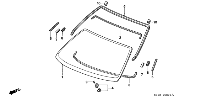1996 Honda Civic 3 Door CX KA 4AT Front Windshield Diagram