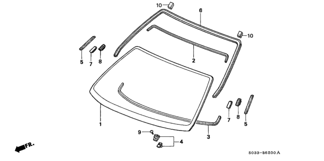 2000 Honda Civic Glass, Front Windshield (Green) Diagram for 73111-S00-A00