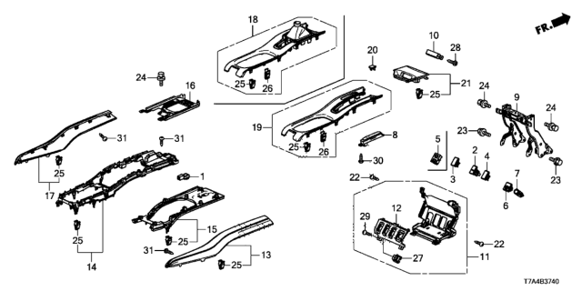 2020 Honda HR-V GARNISH, CENTER CONSOLE SWITCH*NH900L* (DEEP BLACK) Diagram for 83412-T7W-A51ZA