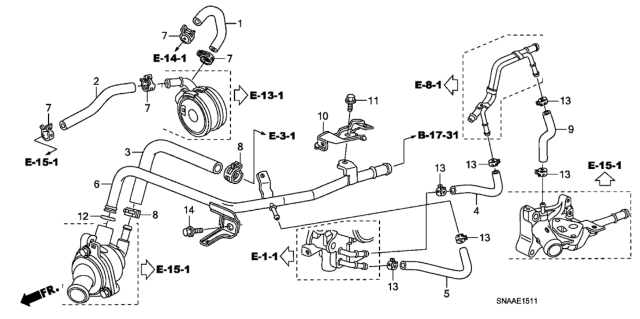 2009 Honda Civic 4 Door SI (HPT NAVIGATION) KA 6MT Water Hose (2.0L) Diagram