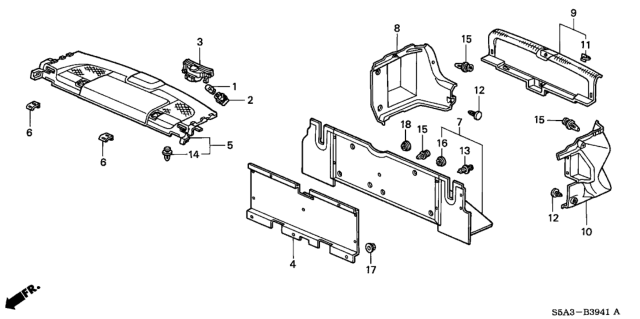 2001 Honda Civic Rear Tray - Trunk Garnish (CNG) Diagram