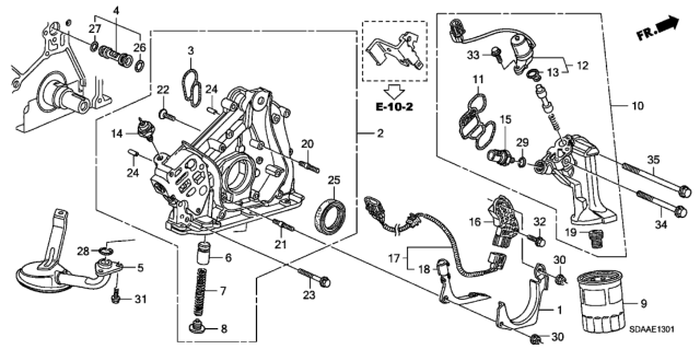 2007 Honda Accord Spring, Relief Valve Diagram for 15232-R70-A01