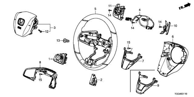 2017 Honda Civic Cord, Cable Reel S Diagram for 77901-TBA-A40