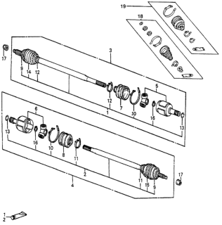 1984 Honda Accord Driveshaft Assembly, Passenger Side Diagram for 44305-SA5-020