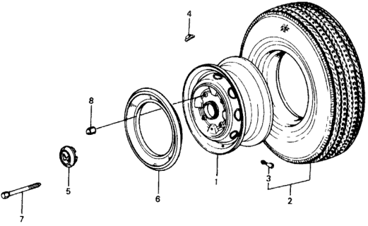 1977 Honda Civic Cap, Wheel Center Diagram for 44732-634-020