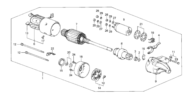 1985 Honda CRX 2 Door HF KL 5MT Starter Motor (Hitachi) Diagram