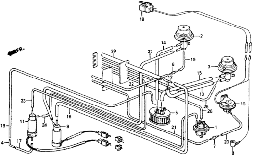 1984 Honda CRX 2 Door DX KA 5MT Tubing Diagram