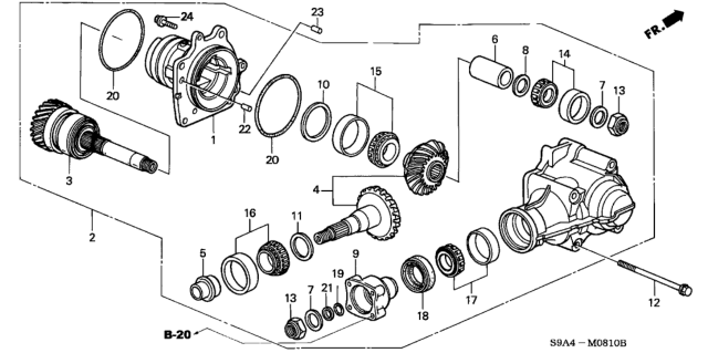 2005 Honda CR-V Gear Set, Transfer Hypoid Diagram for 29210-PPS-A00